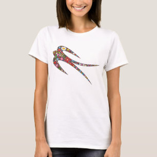 T-shirt Le ressort lunatique d'hirondelle fleurit le