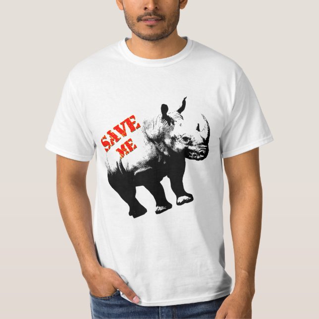 T-shirt Le rhinocéros de silhouette de vecteur me sauvent (Devant)