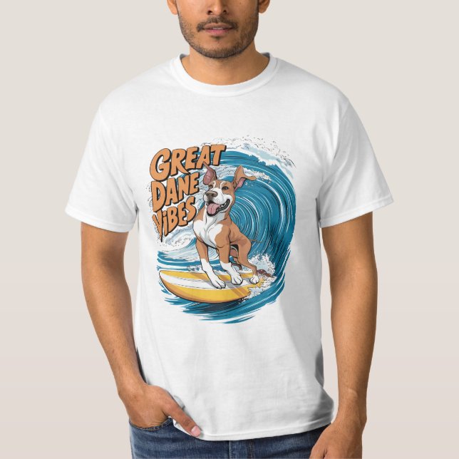 T-shirt Le Rider Wave Great Dane Dog Surf (Devant)