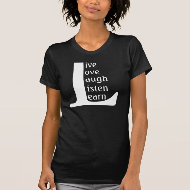 T-shirt Le rire vivant d'amour écoutent et apprennent le (Devant)