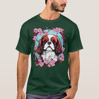 T-shirt Le roi Charles Spaniel avec fleurs de fleurs de ce
