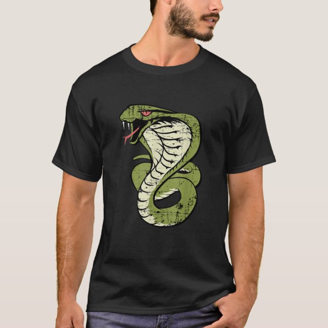 T-shirt Le Roi Cobra Hisser Serpent Distressé Lover T Shir (Devant)
