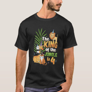 T-shirt Le roi de la jungle est 4 Anniversaire Zoo Animal