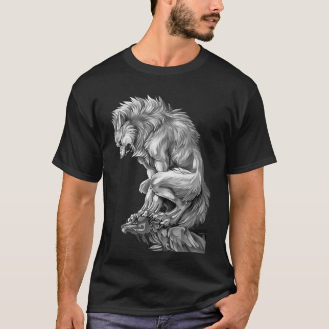 T-shirt Le roi du loup-garou médiéval malédiction du loup- (Devant)