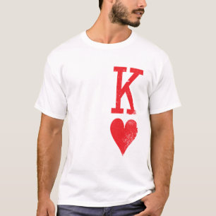 T-shirt Le roi et la reine des coeurs Jouer aux cartes Cou