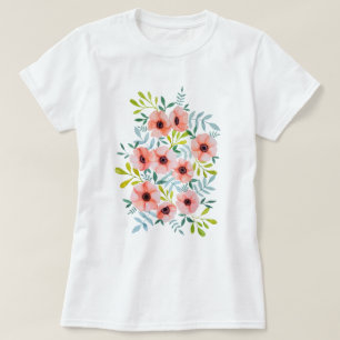 T-shirt Le rose floral d'aquarelle fleurit l'illustration