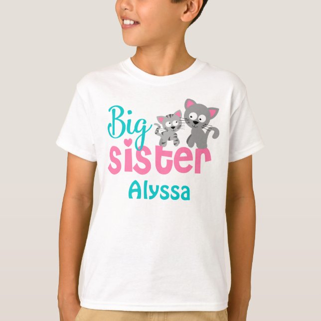 T-shirt Le rose Teal de chat de grande soeur a (Devant)