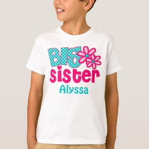 T-shirt Le rose Teal de grande soeur a personnalisé la