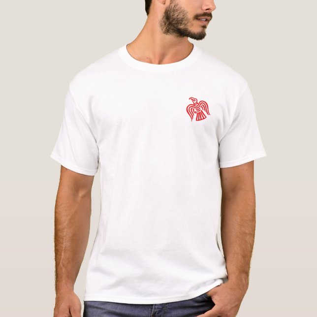 T-shirt Le rouge noir et blanc de Viking Huscarl diminue (Devant)