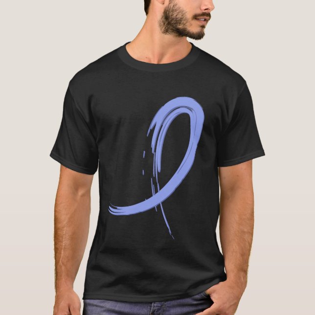 T-shirt Le ruban bleu-clair A4 du cancer de la prostate (Devant)
