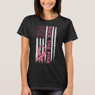 T-shirt Le Ruban Rose Drapeau Américain Sensibilisation au