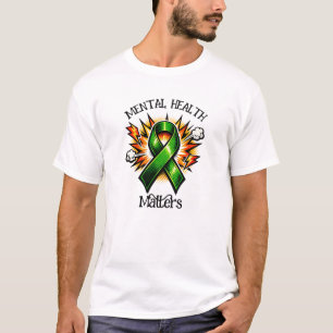 T-shirt Le Ruban Vert Pop Art pour la Santé Mentale