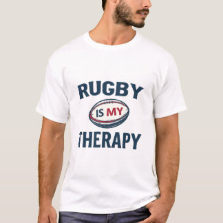 T-shirt Le Rugby Est Ma Thérapie – Balle De Rugby Minimali