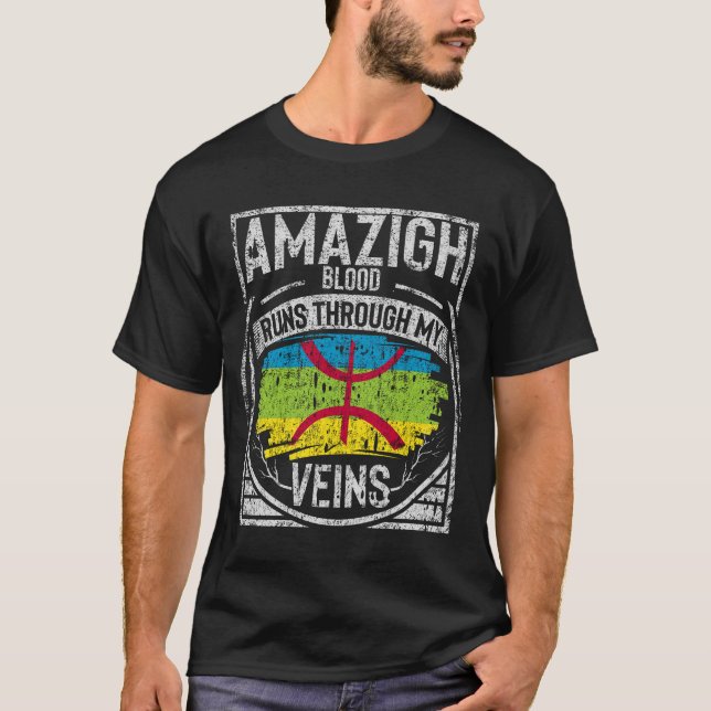 T-shirt Le Sang Amazigh Traverse Mes Veines (Devant)