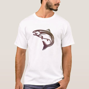 T-shirt Le saumon indique la conception de la chemise des