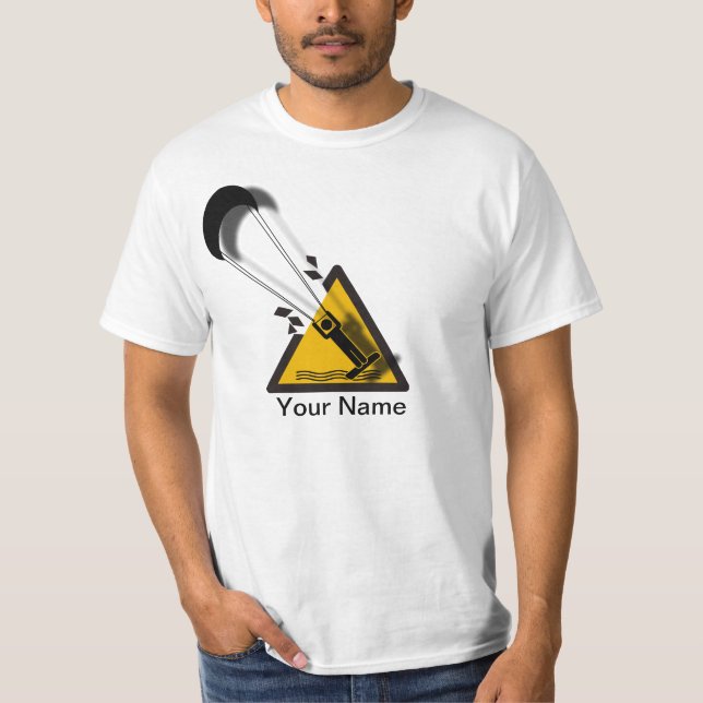 T-shirt Le saut. Chemise surfante d'humour de cerf-volant (Devant)