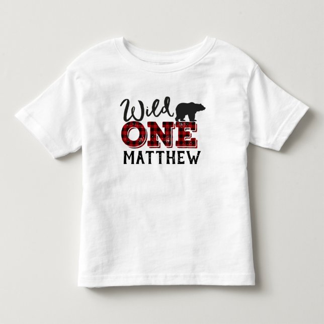 T-shirt le sauvage d'ours de flanelle de bûcheron (Devant)