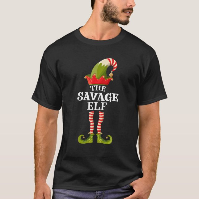 T-shirt Le Savage Elf Funny Christmas Group Correspondant  (Devant)