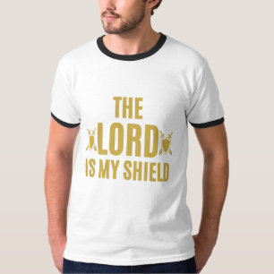 T-shirt Le Seigneur Est Mon Bouclier Citation Mens Ringer