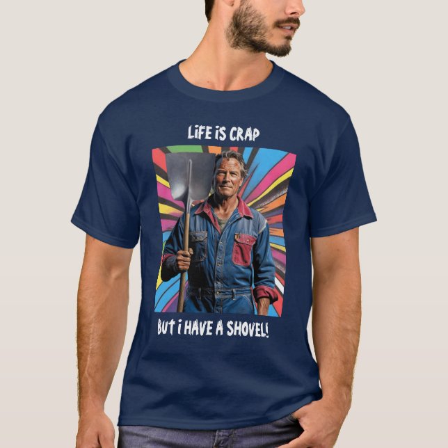T-shirt Le Shovel Man. Texte brillant. 2 lignes. Personnal (Devant)