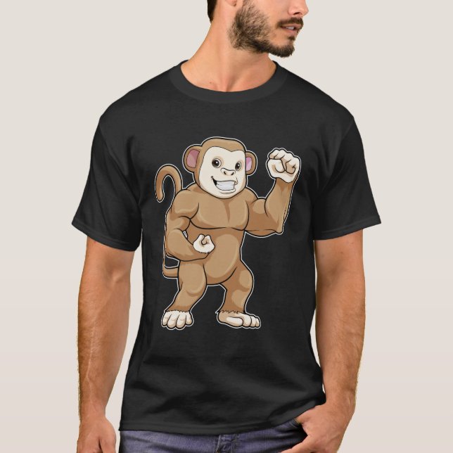 T-shirt Le singe comme culturiste au Bodybuilding (Devant)