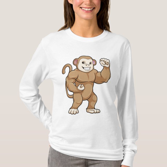 T-shirt Le singe comme culturiste au Bodybuilding (Devant)