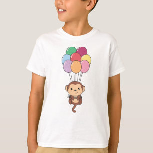 T-shirt Le Singe S'Envole Avec Des Ballons Colorés