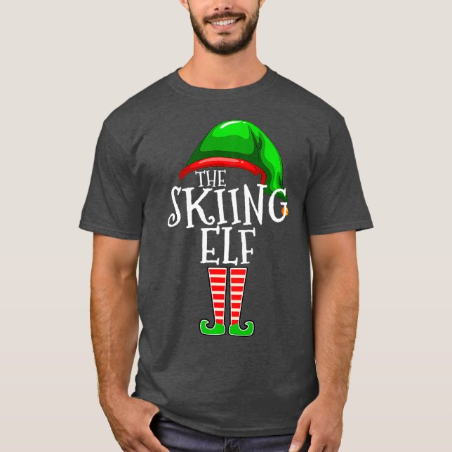 T-shirt Le Skiing Elf Family Matching Group Noël (Devant)