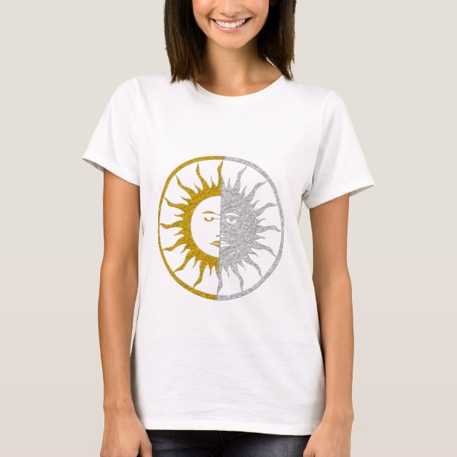 T-shirt Le SOLEIL et LUNE - argent d'or (Devant)