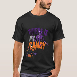 T-shirt Le squelette affamé : Où est ma bonbonne ؟ 🍫