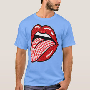 T-shirt Le Sucre de canne de Noël Lèvres Langue Costume Fi