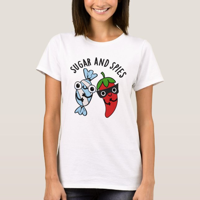 T-shirt Le sucre et les espions amusant jeu de nourriture (Devant)