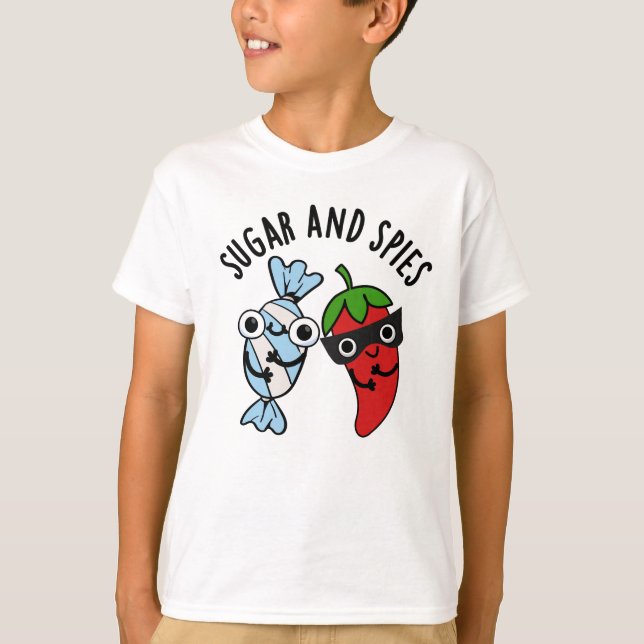 T-shirt Le sucre et les espions amusant jeu de nourriture (Devant)
