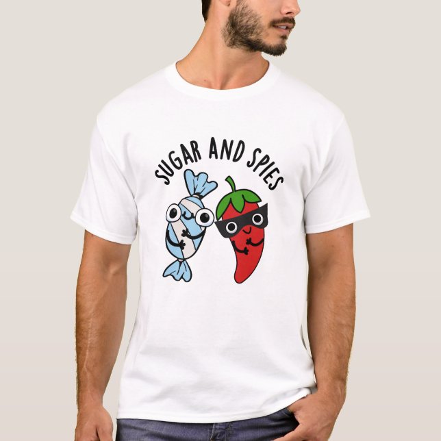 T-shirt Le sucre et les espions amusant jeu de nourriture (Devant)