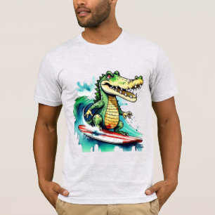 T-shirt Le surf de crocodile drôle
