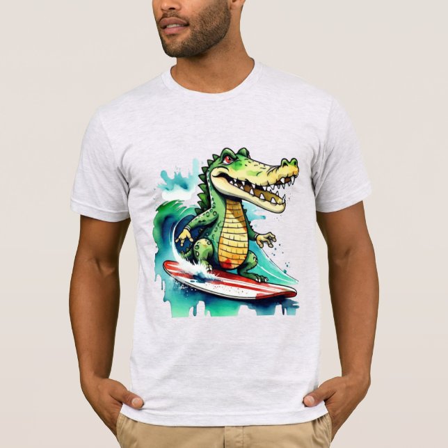 T-shirt Le surf de crocodile drôle (Devant)