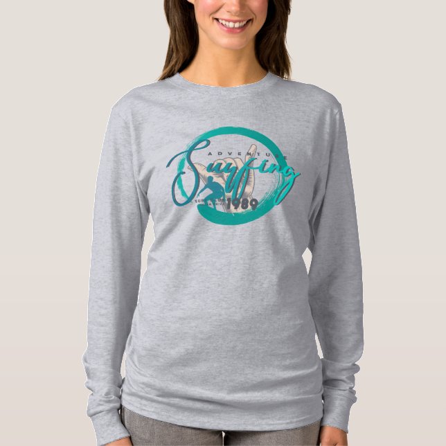 T-shirt Le surf | Manche longue pour femmes (Devant)