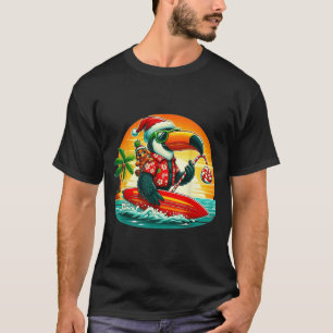 T-shirt Le Surf Père Noël Toucan Et Drôle Chien Trocal Chr