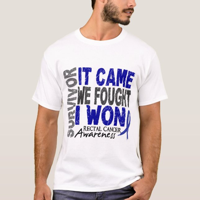 T-shirt Le survivant de cancer du rectum qu'il est venu (Devant)
