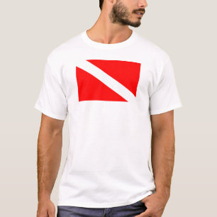 T-shirt le symbole diagonal rouge de la plongée sous-marin