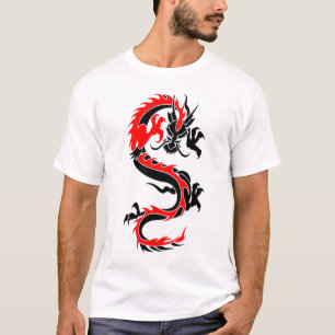 T-shirt Le tatouage rouge tribal frais de dragon conçoit