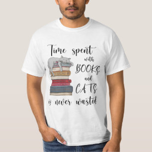 T-shirt Le Temps Passé Avec Les Livres Et Les Chats N'Est