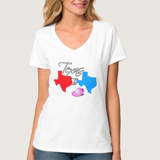 T-shirt Le Texas de rotation de rouge à l'état bleu (Devant)