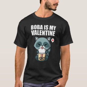 T-shirt Le thé Boba est mon Raton laveur anti-Saint Valent