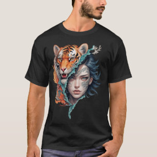 T-shirt Le tigre et la femme, force et grâce.