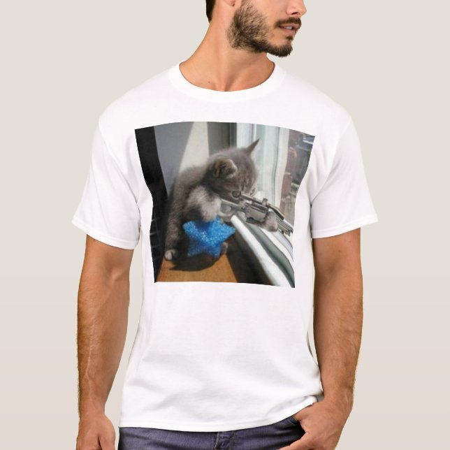 T-shirt Le tireur isolé de chat (Devant)
