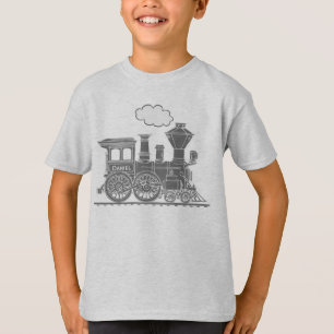T-shirt Le train gris de fou de vapeur "votre nom" badine