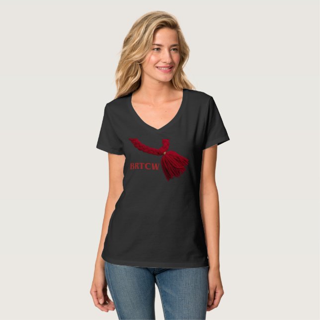 T-shirt Le V-Cou des dames de BRTCWest dans le noir (Devant entier)