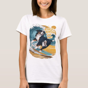 T-shirt Le Vague Rider Bernese Mountain Dog Surfing