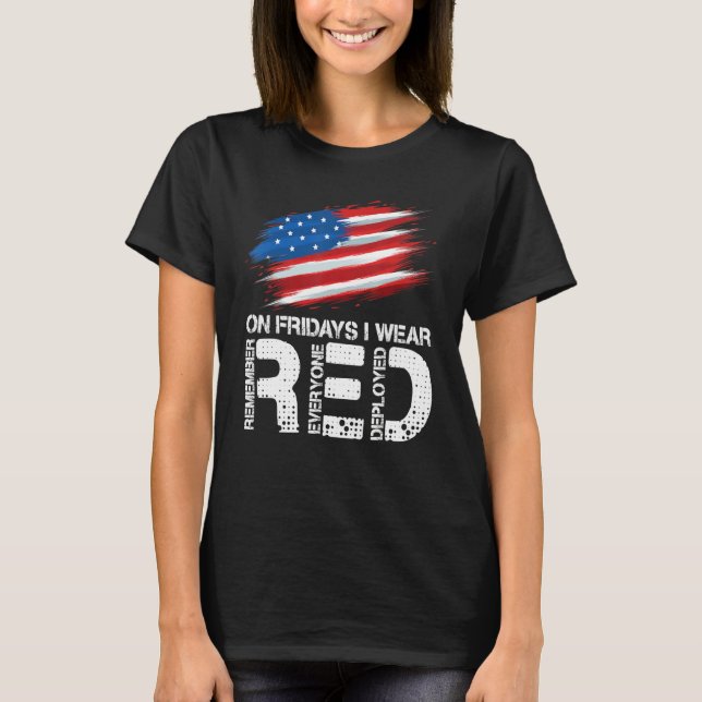 T-shirt Le Vendredi Je Porte Du Rouge Soutien Aux Troupes  (Devant)